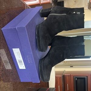 Black Suede Ankle Boots with Zipper Style Singular….